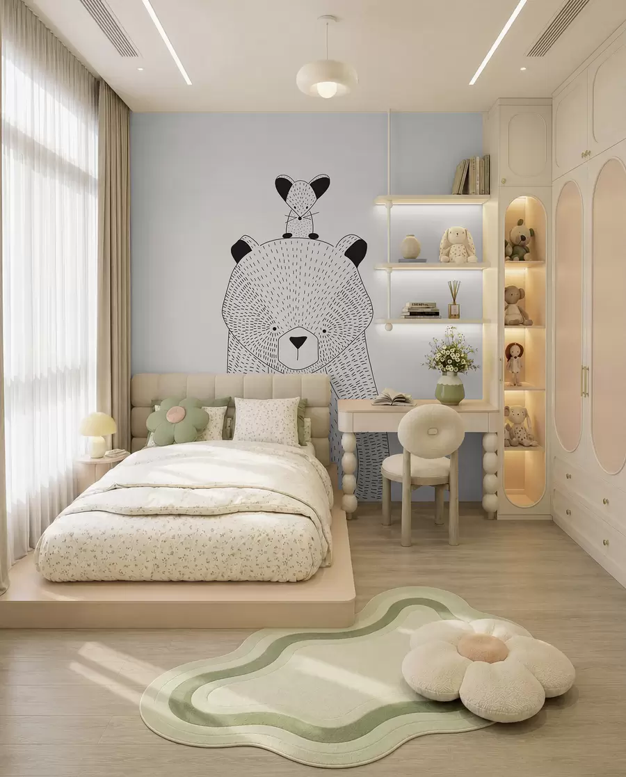 murais de parede Um ursinho de peluche com um rato u98483