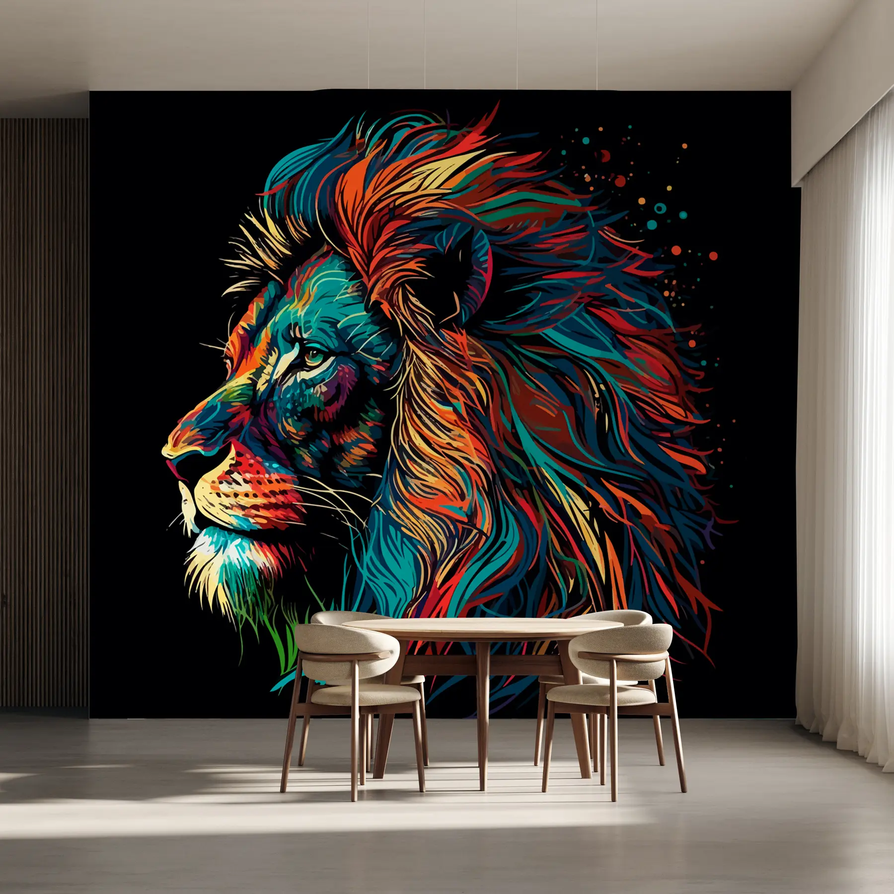 murais de parede Cabeça de leão colorida em estilo pop art u98185