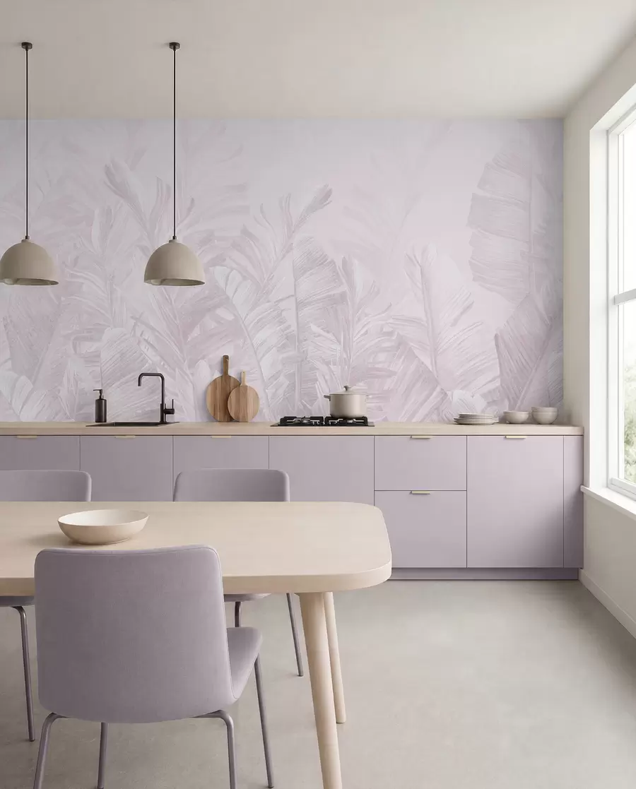 murais de parede Folhas cor-de-rosa tropicais na moda u98951v1