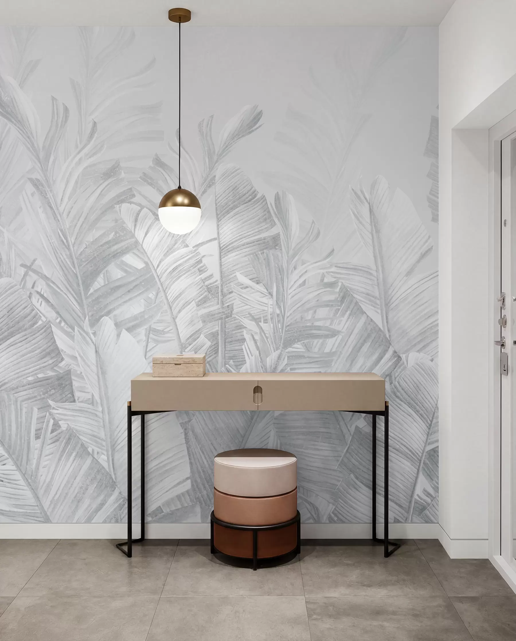 murais de parede Renda tropical — Cinza prata u98951v2