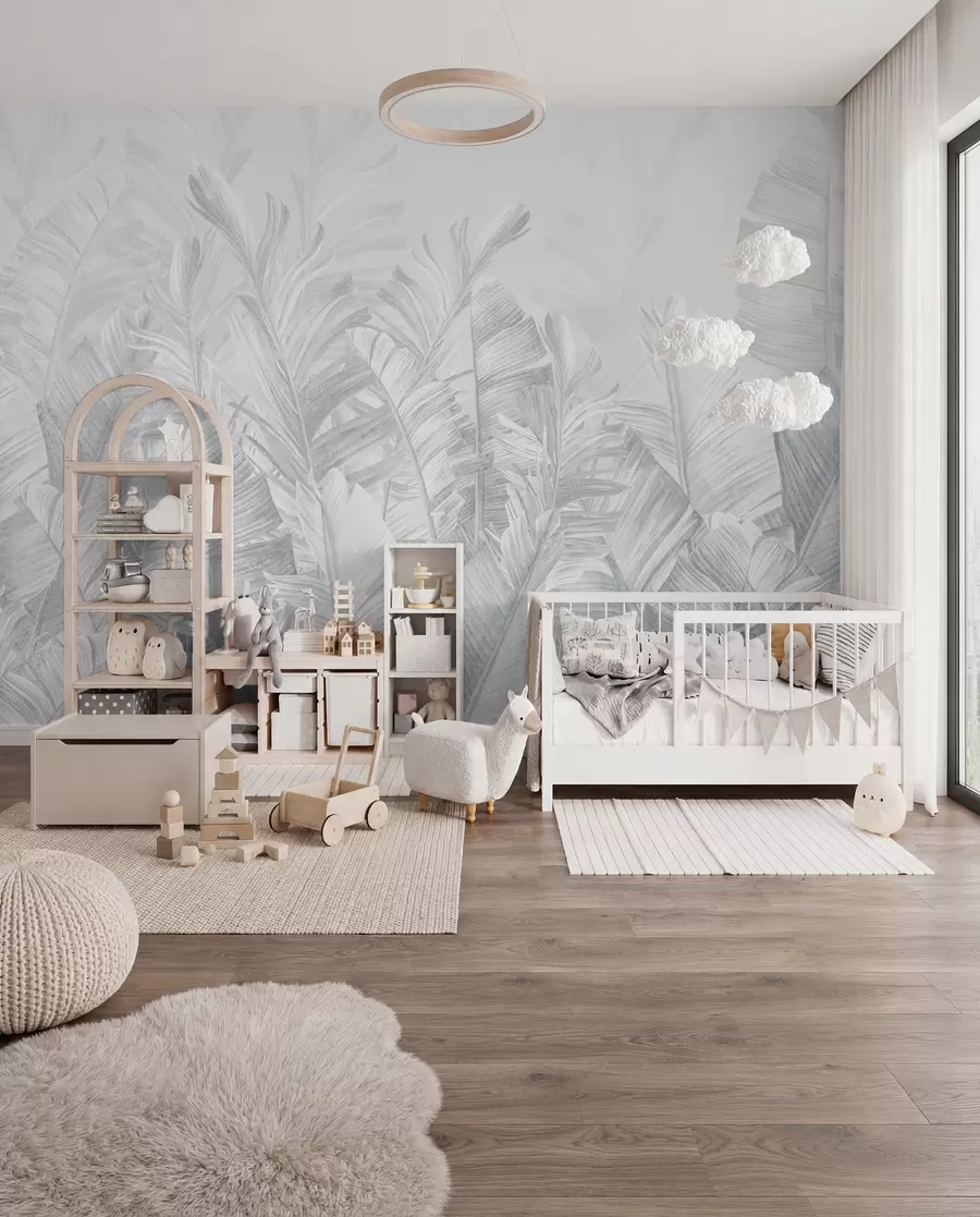 murais de parede Renda tropical — Cinza prata u98951v2