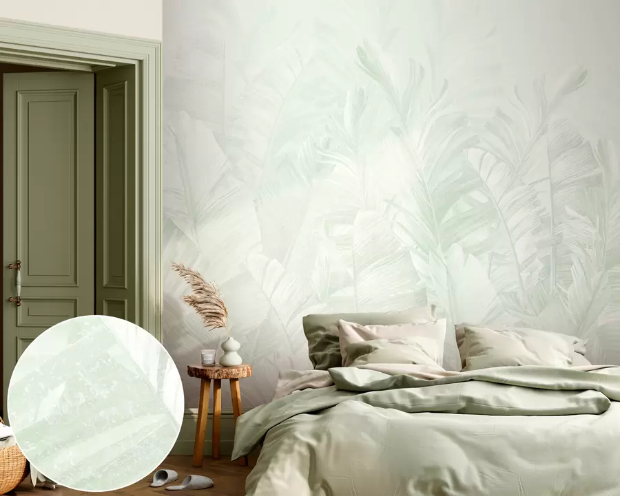 murais de parede Folhas da moda em verdes tropicais u98951v4