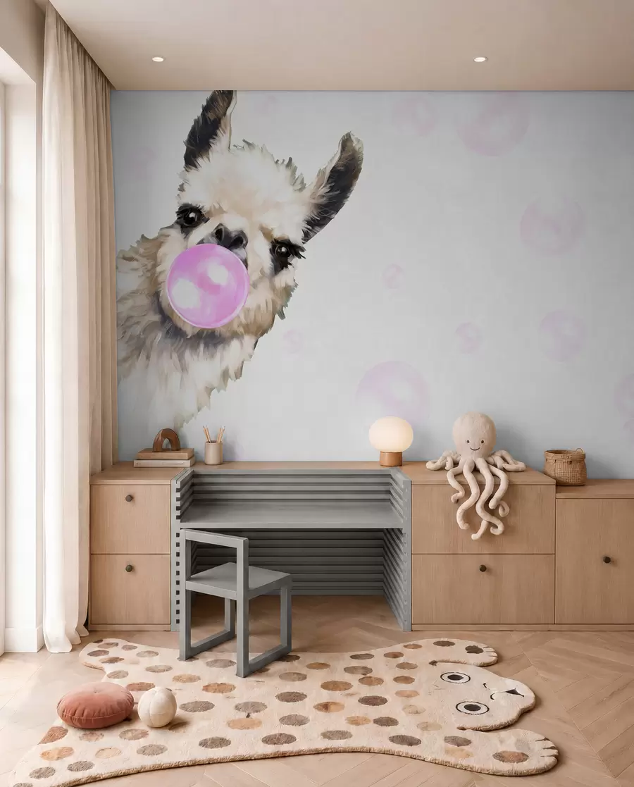 murais de parede Lama com balão de pastilha u98952