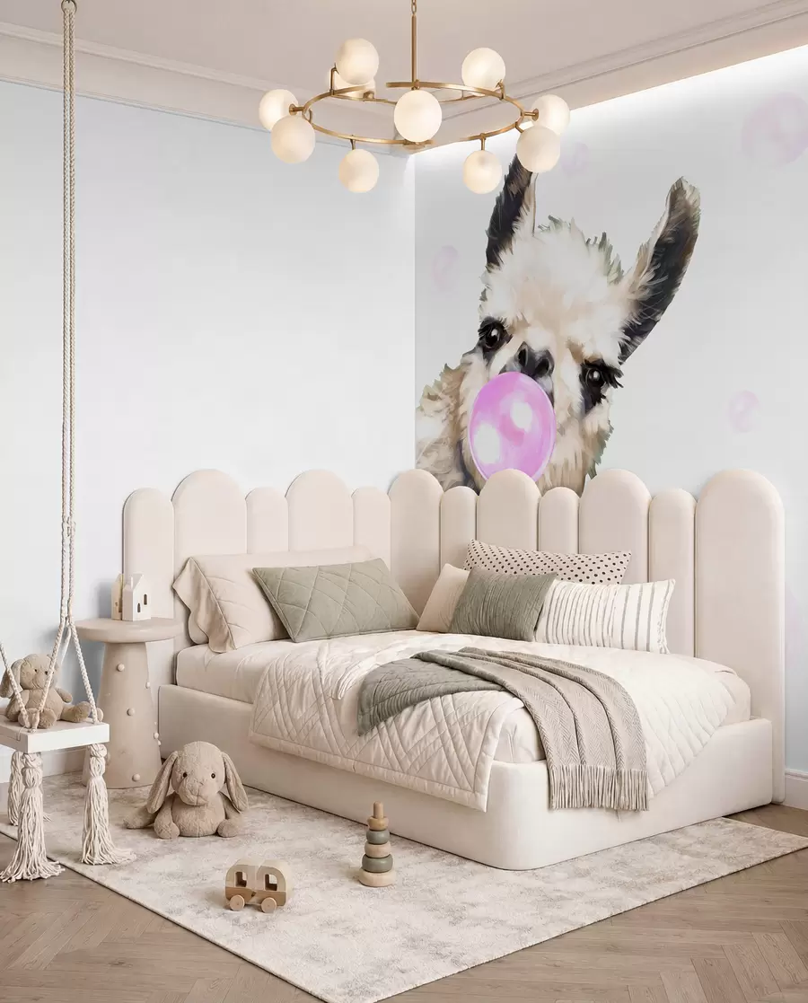 murais de parede Lama com balão de pastilha u98952