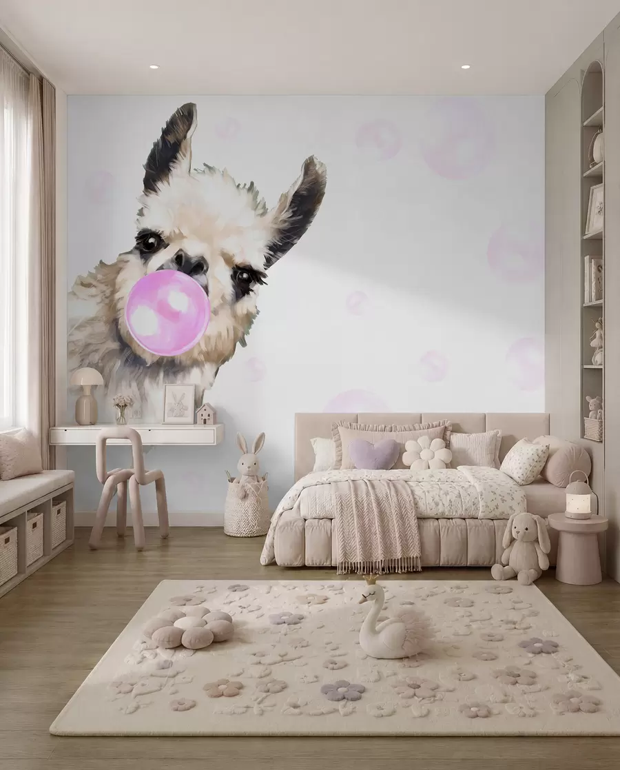 murais de parede Lama com balão de pastilha u98952