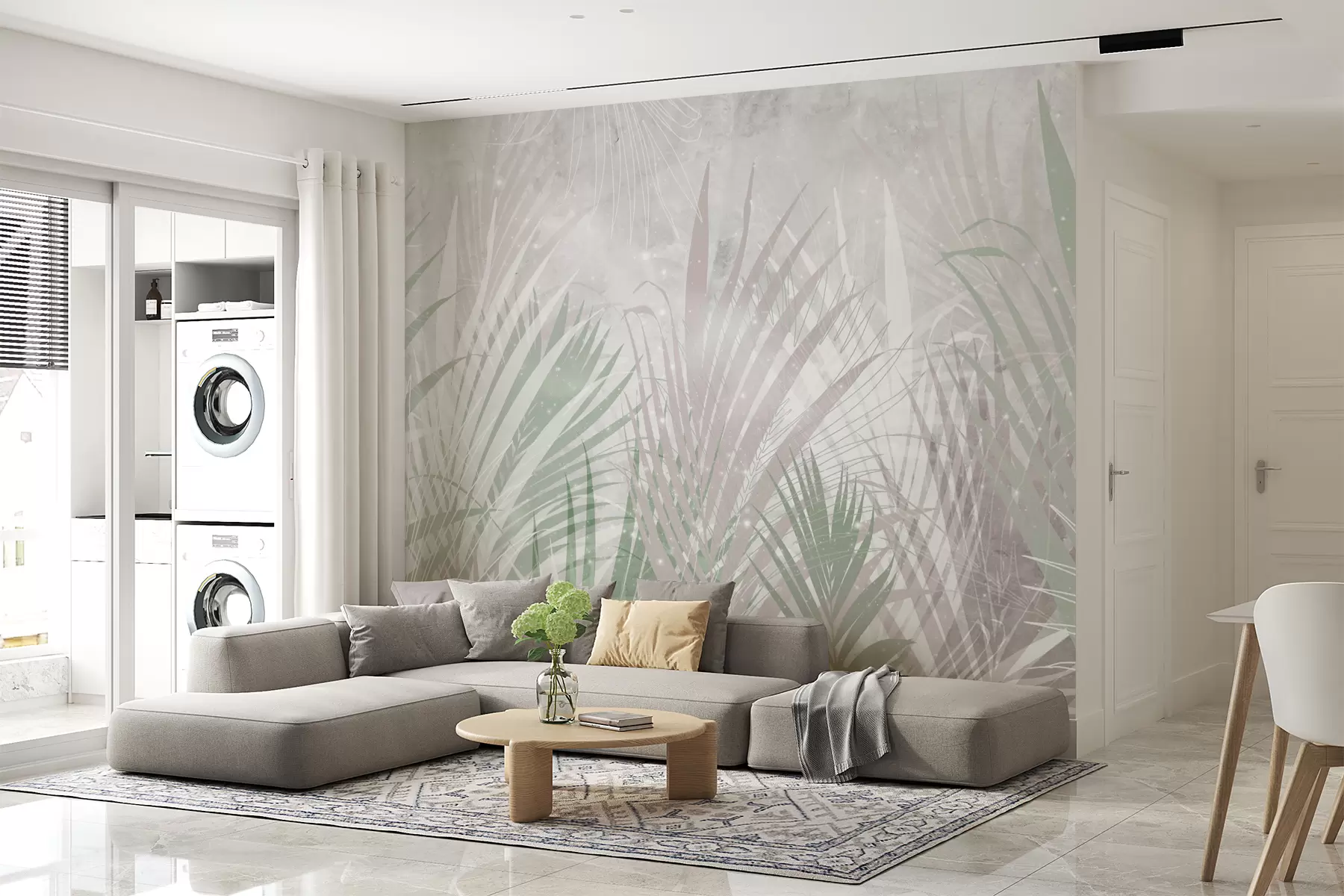 murais de parede Folhagem tropical moderna em verde u98874v1