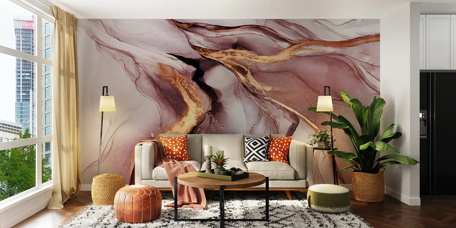 murais de parede Mármore cor-de-rosa u18250v1