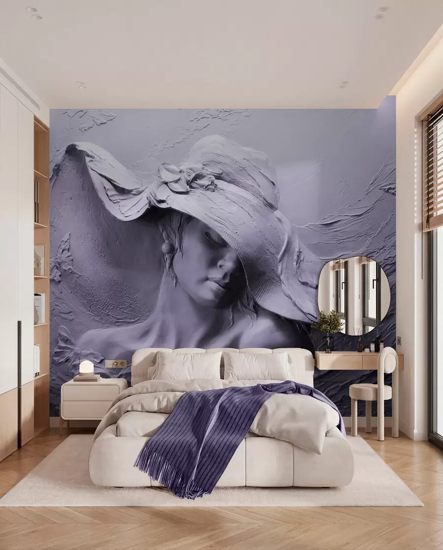 murais de parede Mulher com um chapéu 3D u62592v3