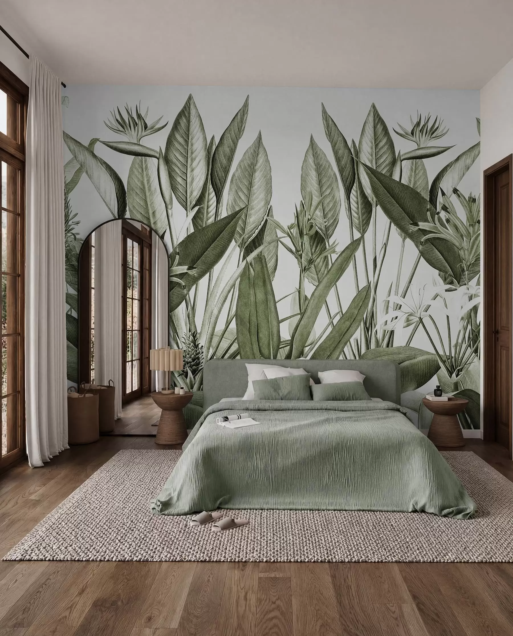 murais de parede Plantas tropicais cor verde selva u96833v2