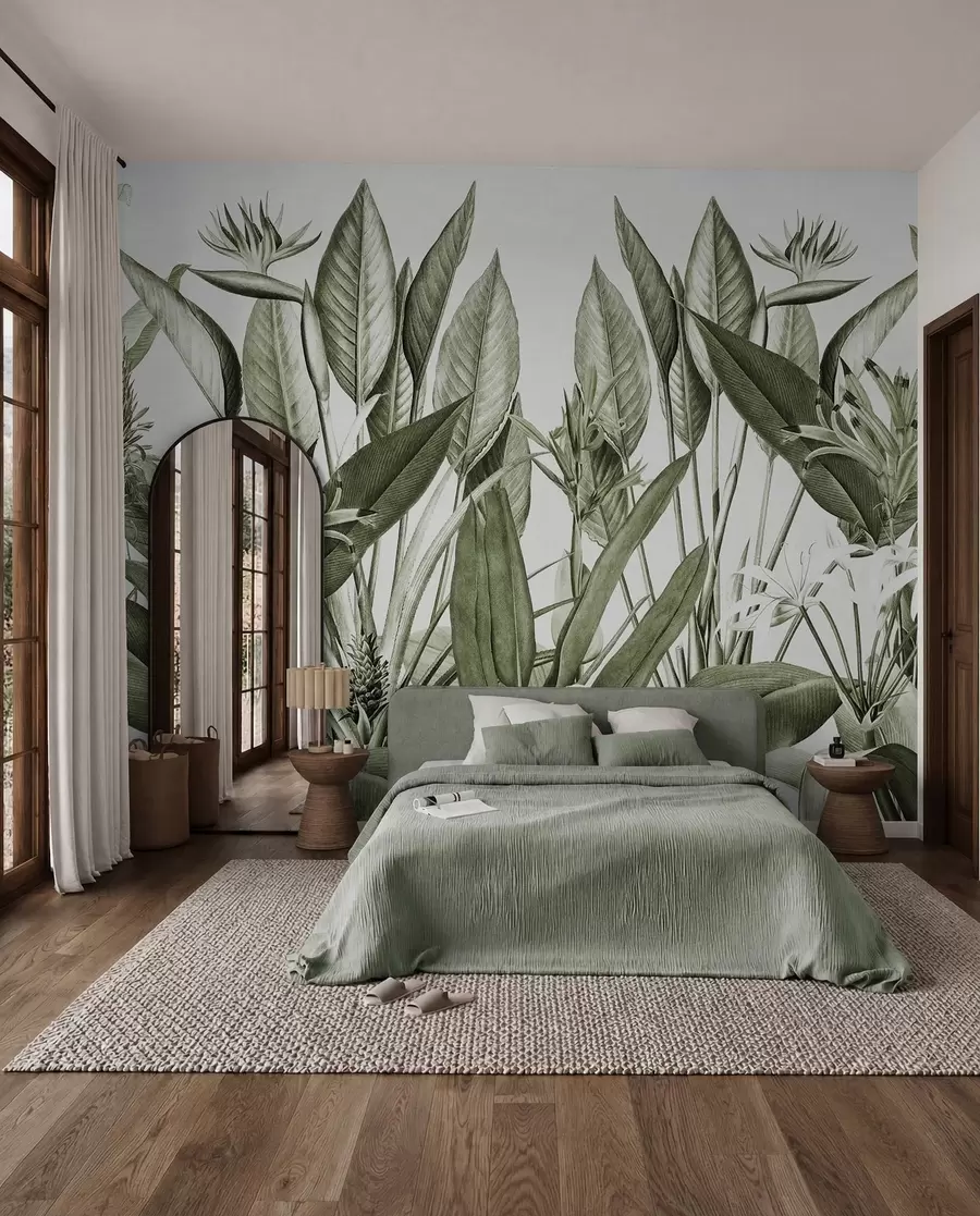 murais de parede Plantas tropicais cor verde selva u96833v2