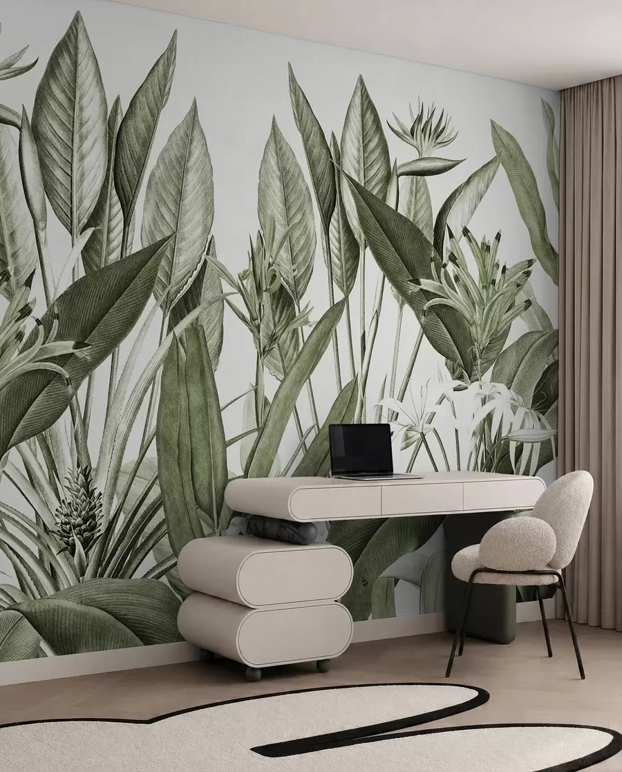 murais de parede Plantas tropicais cor verde selva u96833v2
