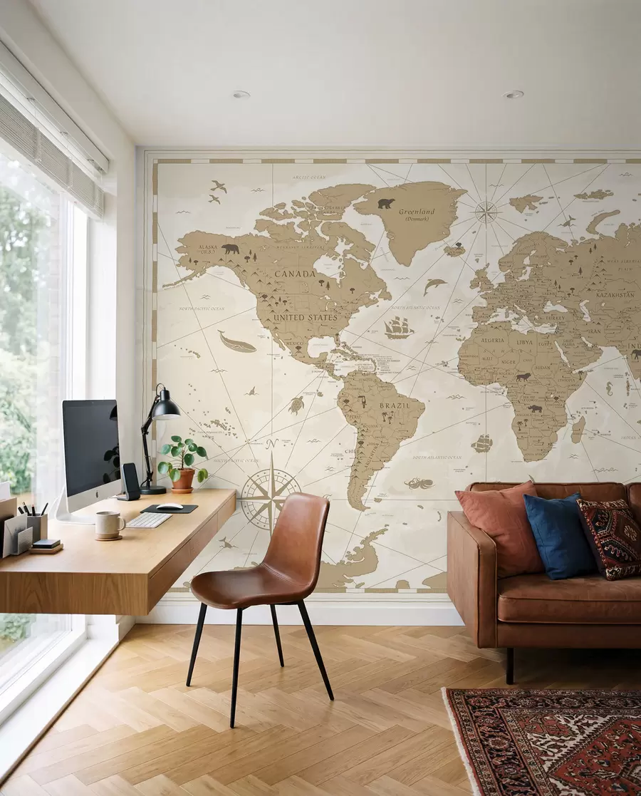 murais de parede Mapa-mundo vintage u99074