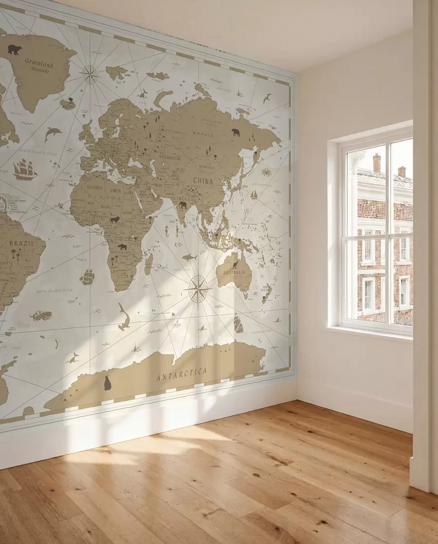 murais de parede Mapa-mundo vintage u99074