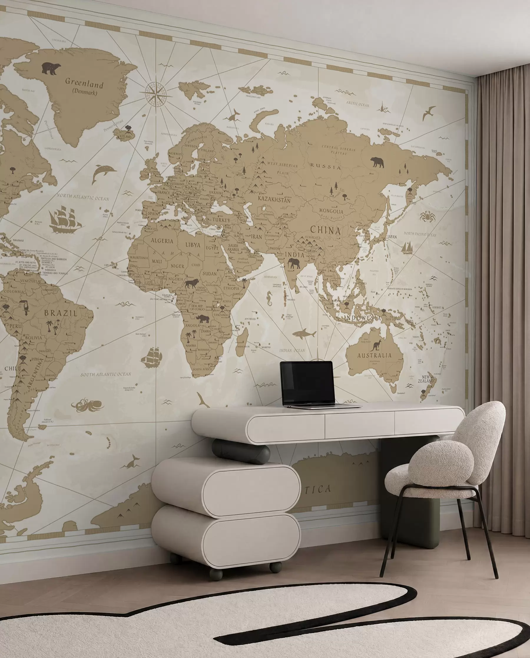 murais de parede Mapa-mundo vintage u99074