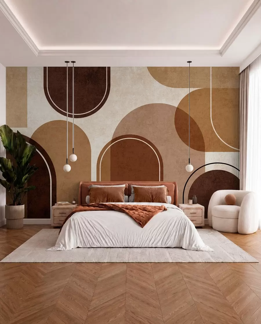 murais de parede Arcos geométricos em laranja u99095v1