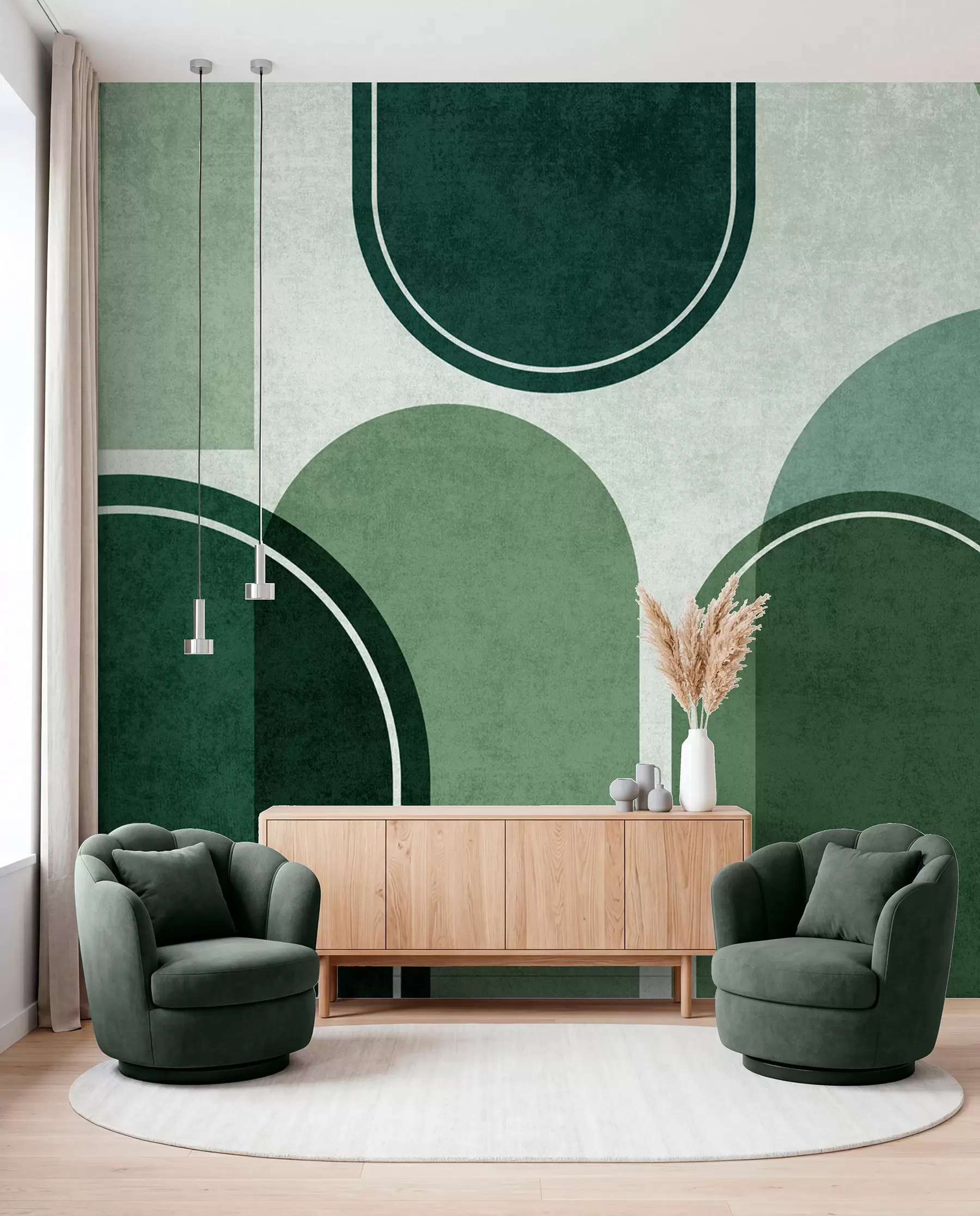 murais de parede Arcos geométricos de cor verde u99095v5