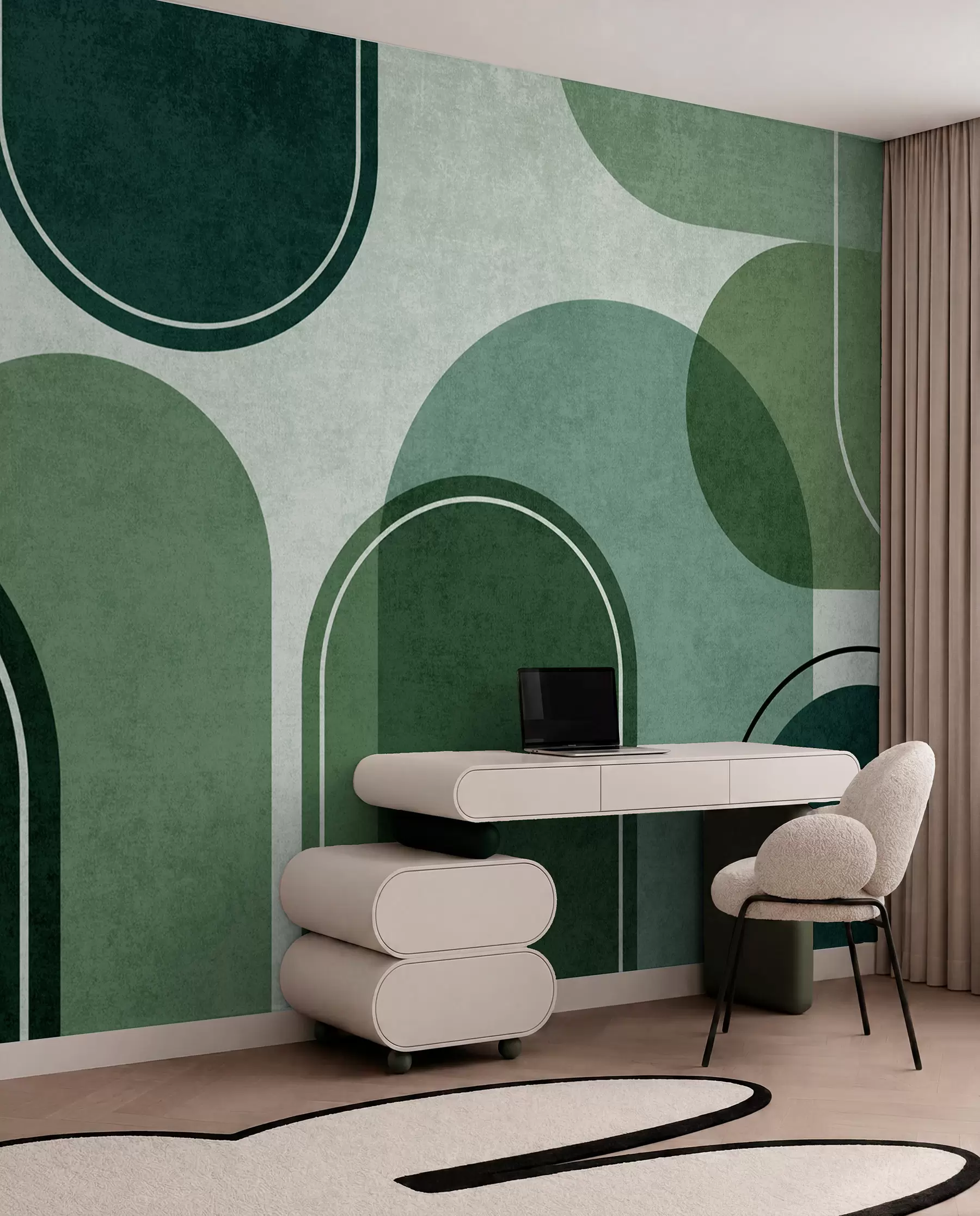 murais de parede Arcos geométricos de cor verde u99095v5