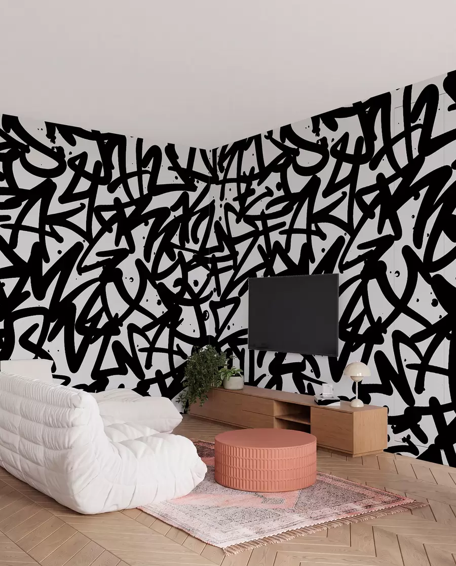 murais de parede Emoções do graffiti: Preto u99087v3