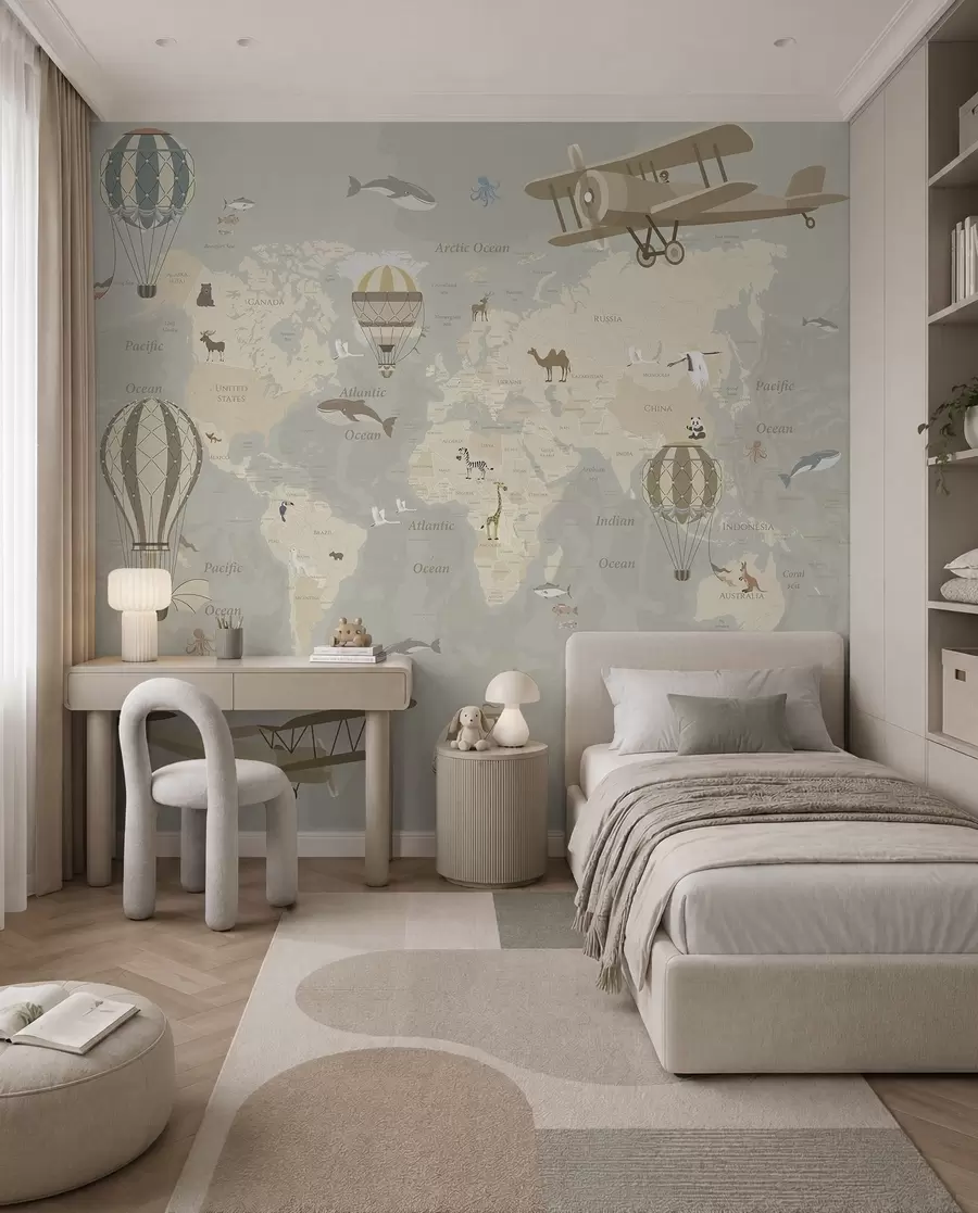 murais de parede Mapa do mundo com balões I u36066d1