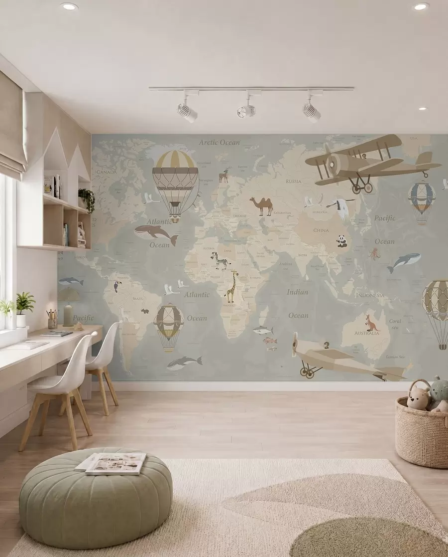 murais de parede Mapa do mundo com balões II u36066d2