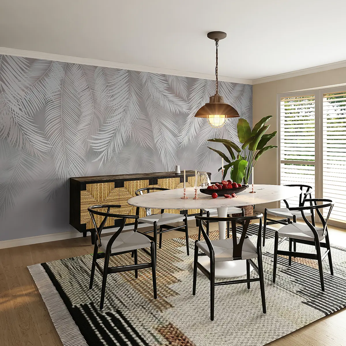 murais de parede Folhas de palmeira pendentes u48556d2