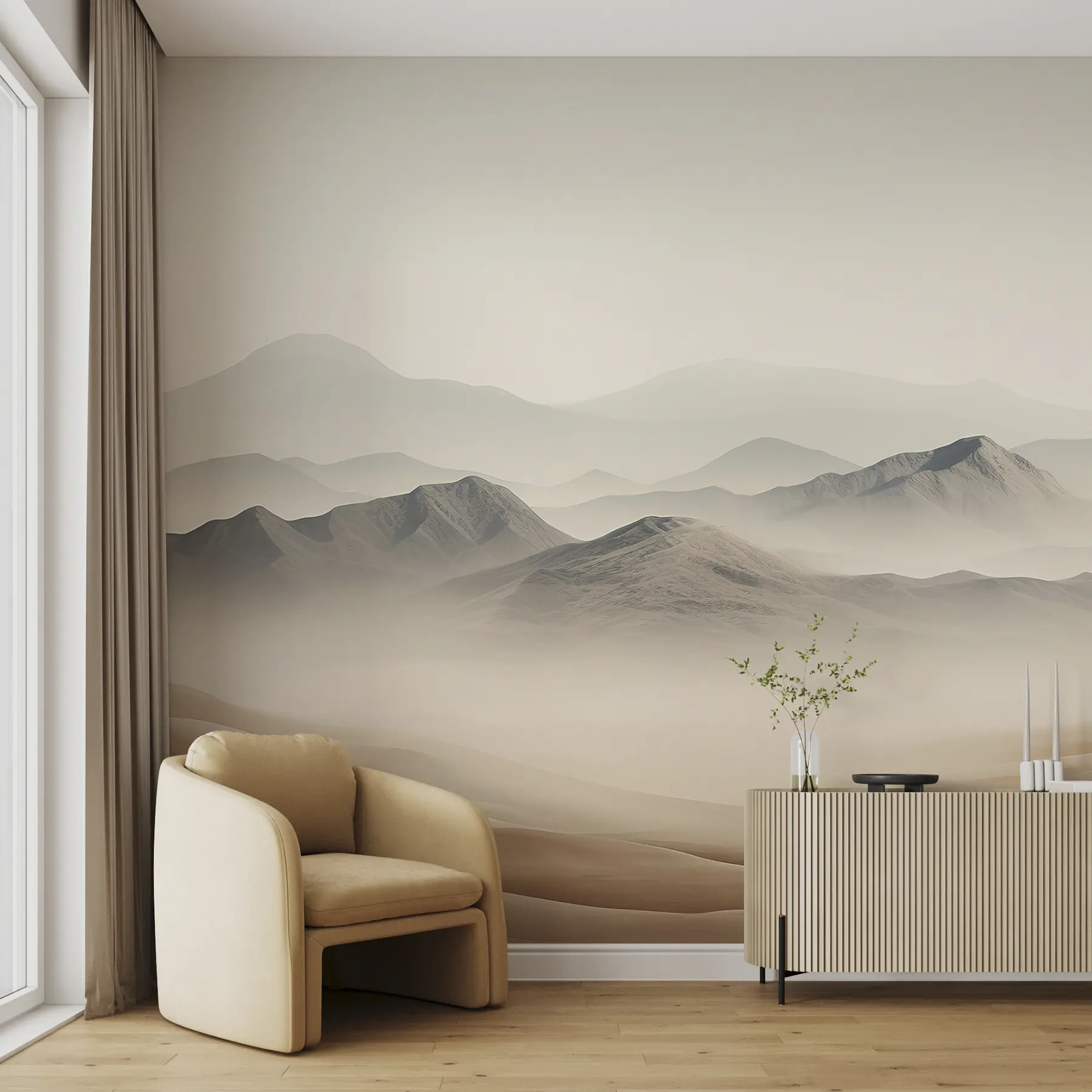 murais de parede Paisagem de montanhas, deserto, cores bege, realismo u99456d1