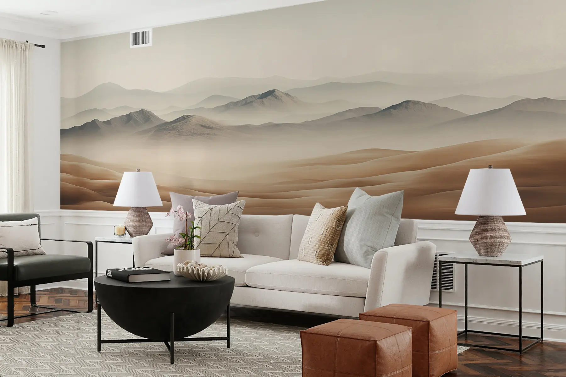 murais de parede Paisagem de montanhas, deserto, cores bege, realismo u99456