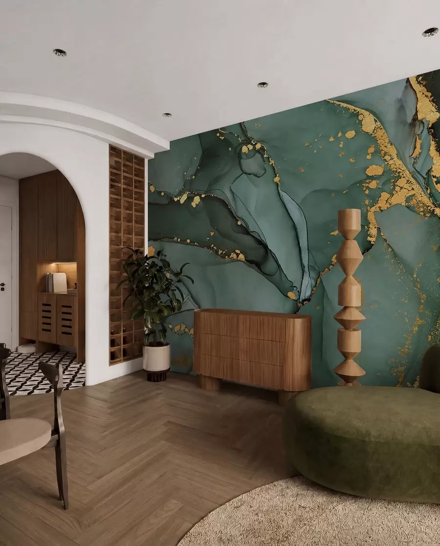 murais de parede Mármore Onyx de luxo com fendas metálicas u50235d2