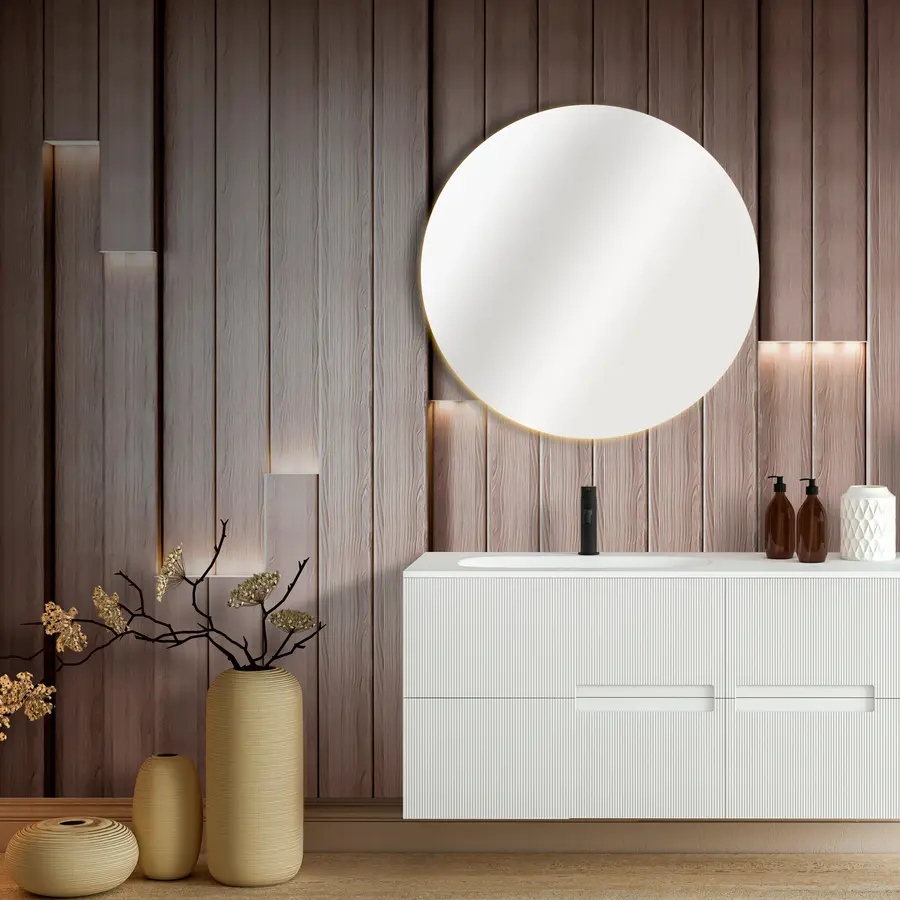 murais de parede Painéis de madeira clássicos com iluminação 3D u99321