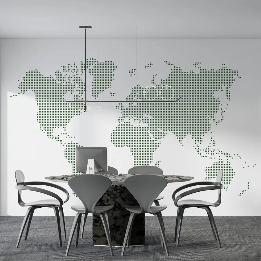 murais de parede Mapa-mundo com pontos quadrados verdes u99406v2