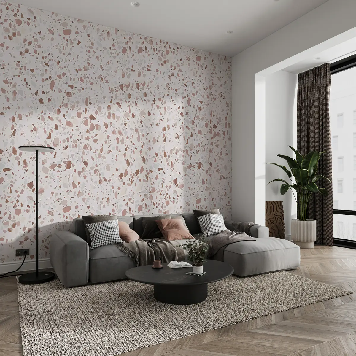 murais de parede Terrazzo cor-de-rosa u99668