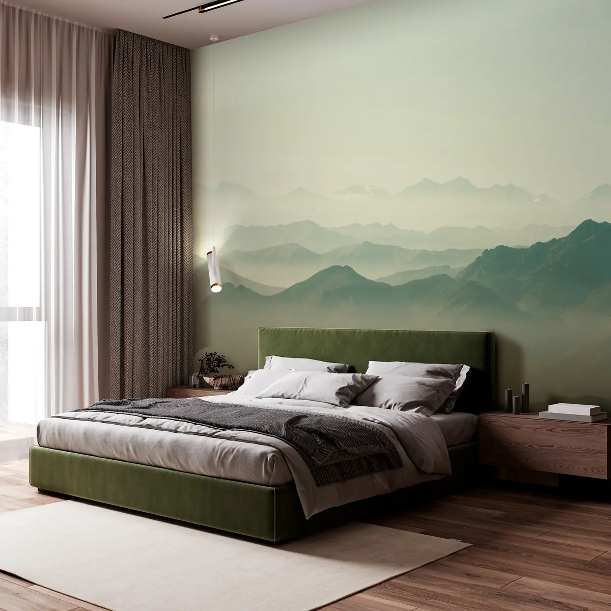 murais de parede Paisagem de dunas e montanhas em verde u99719v5