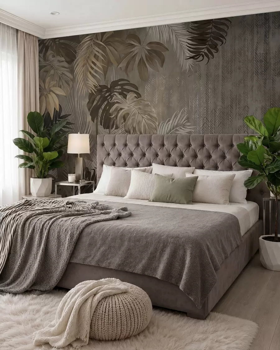 murais de parede Folhas tropicais em estilo grunge u97012d2