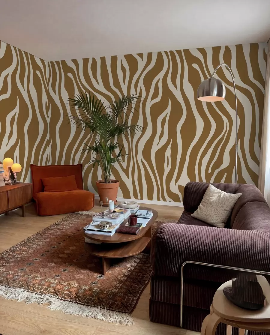 murais de parede Riscas de zebra em ocre u99173