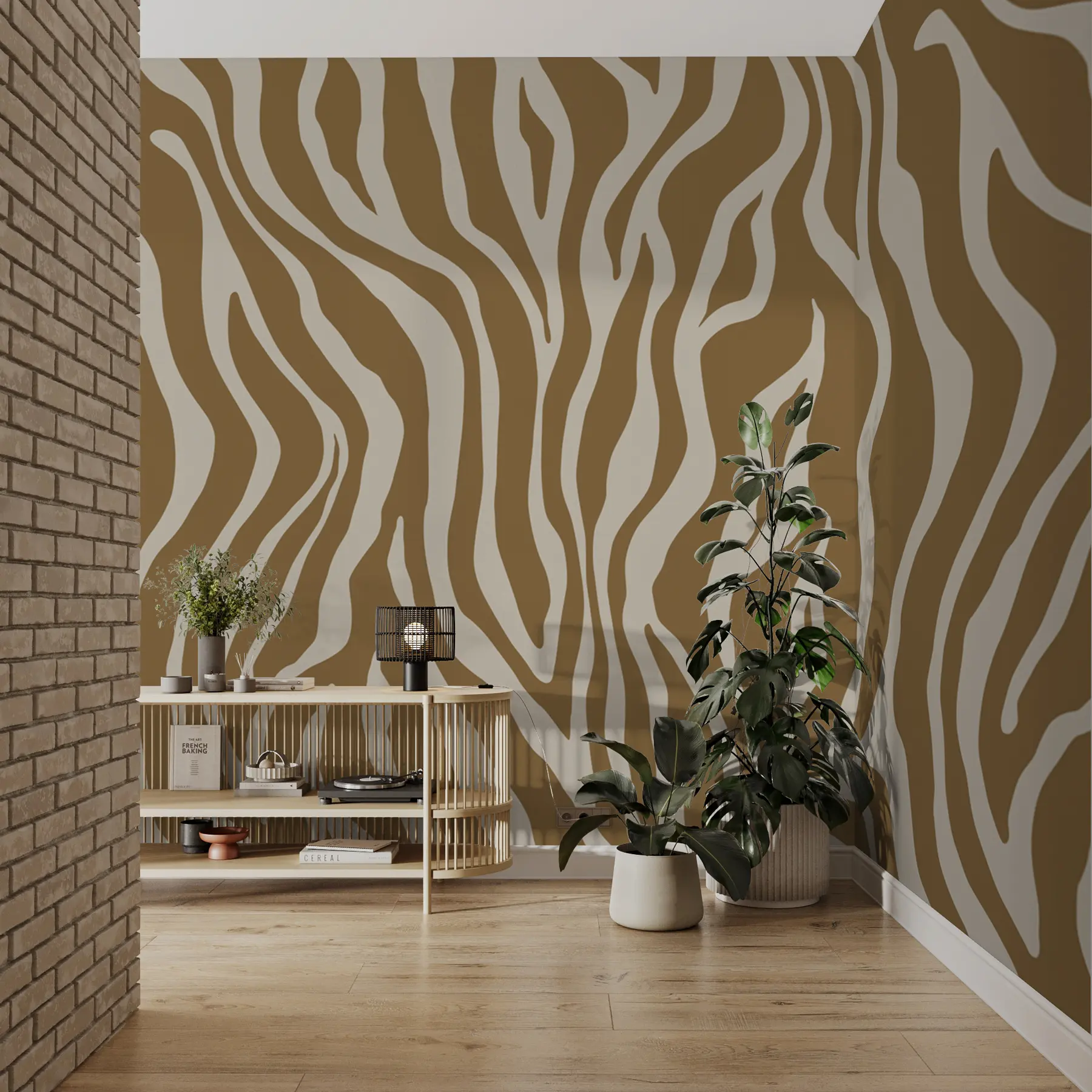 murais de parede Impressão vetorial de pele de zebra em castanho e branco u99173