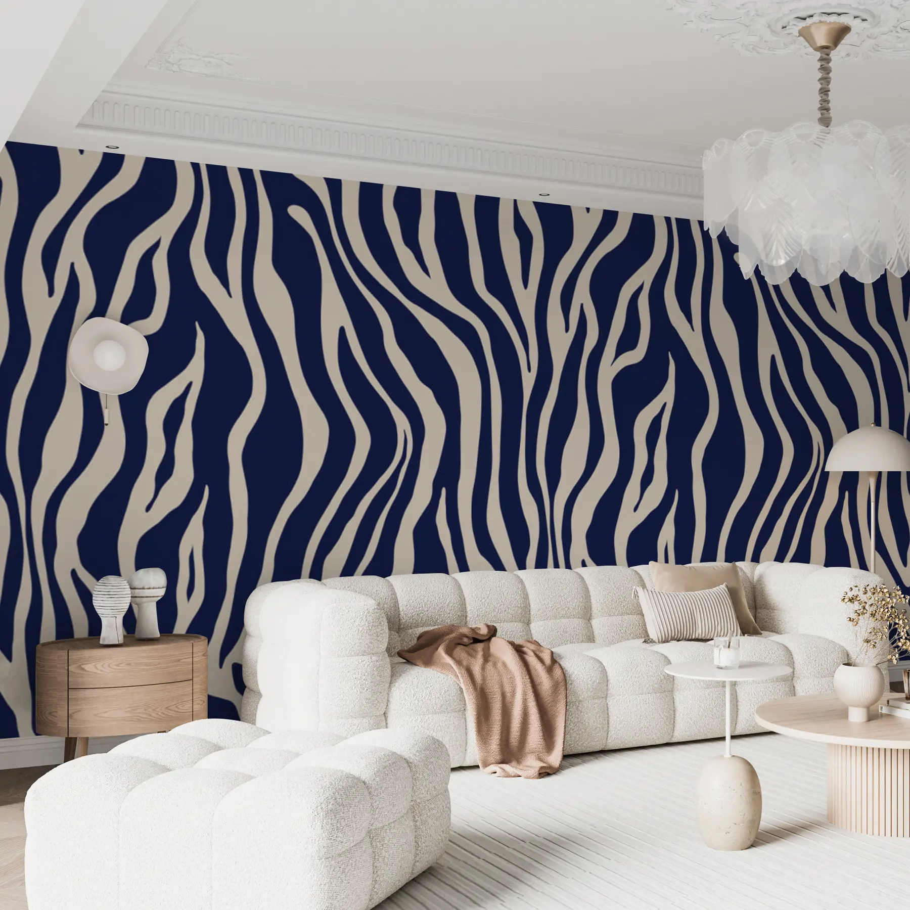 murais de parede Impressão vetorial de pele de zebra em azul e branco u99173v1