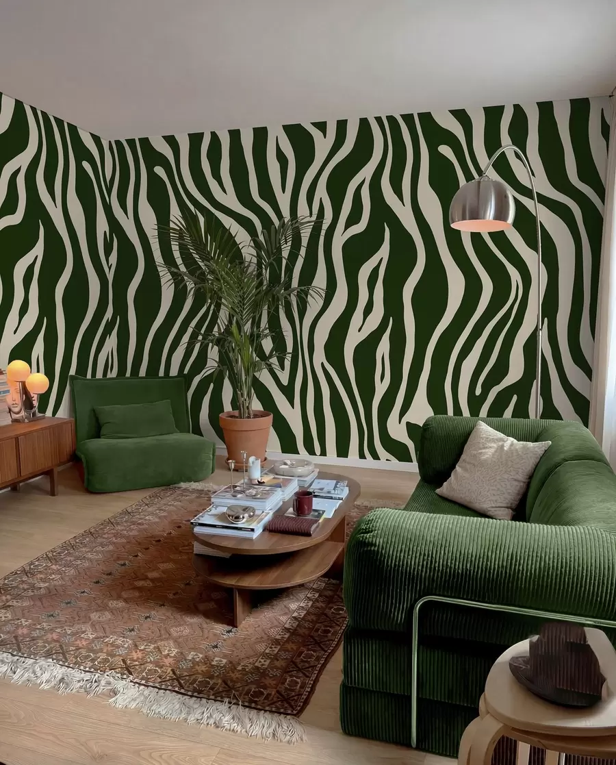 murais de parede Riscas de zebra verde floresta u99173v2