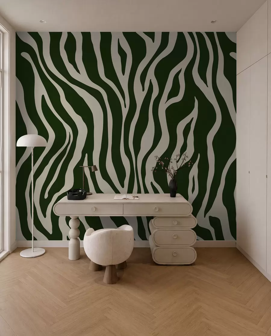 murais de parede Impressão vetorial de pele de zebra em verde e branco u99173v2