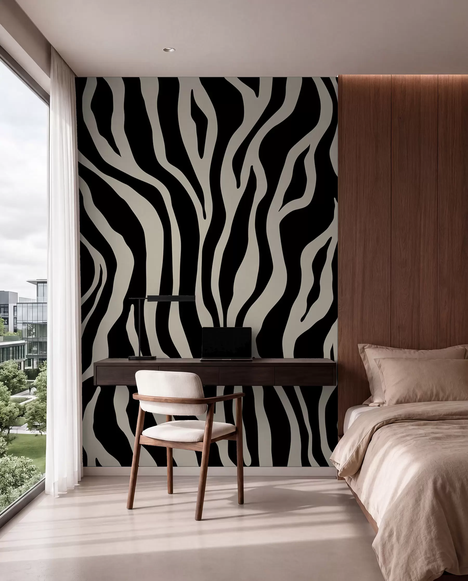 murais de parede Impressão vetorial de pele de zebra a preto e branco u99173v3
