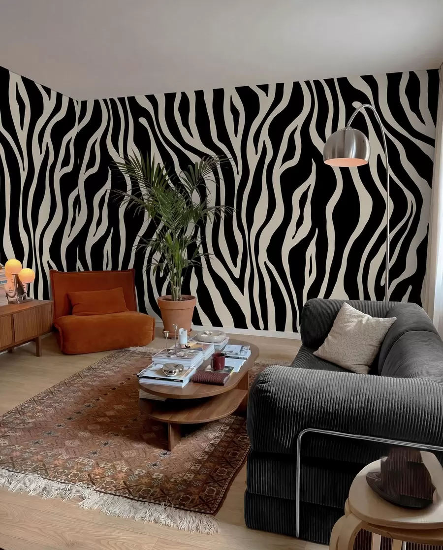 murais de parede Impressão vetorial de pele de zebra a preto e branco u99173v3