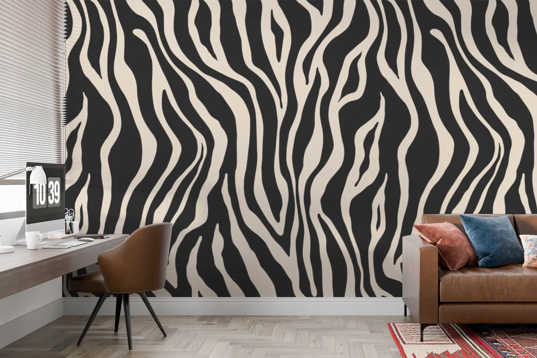 murais de parede Impressão vetorial de pele de zebra a preto e branco u99173v3