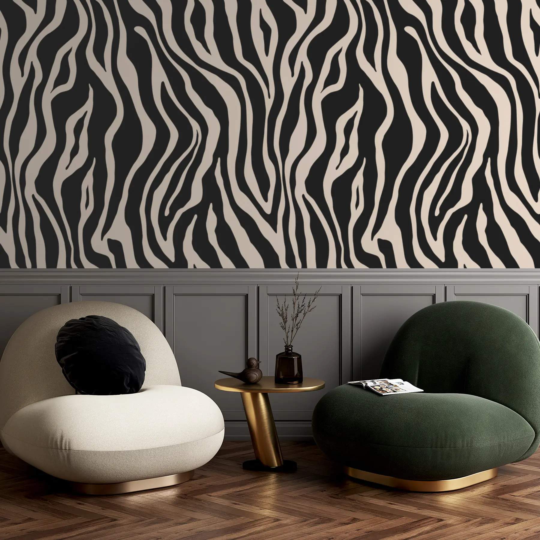 murais de parede Impressão vetorial de pele de zebra a preto e branco u99173v3