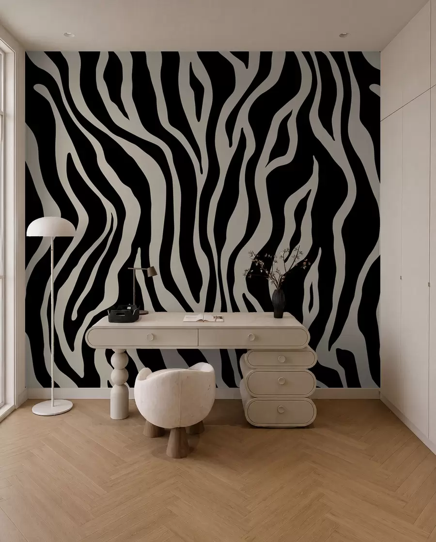 murais de parede Impressão vetorial de pele de zebra a preto e branco u99173v3